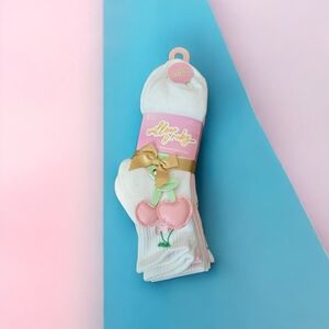 Willow & Ruby Cherry Mid-crew Ankle 5 Pk Socks With Bonus Bag Charm, NWT